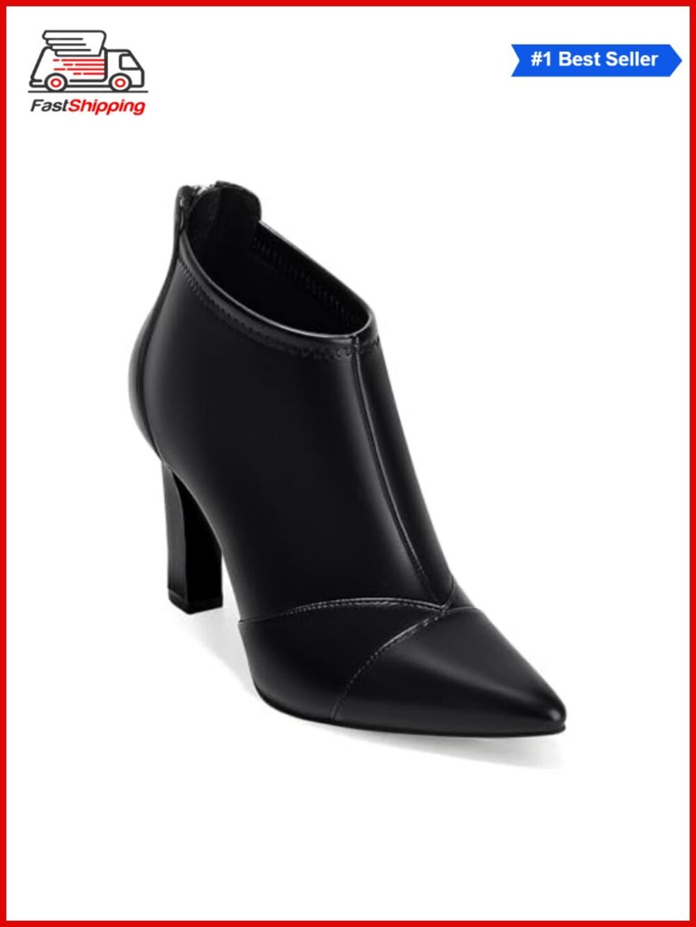 Faux Leather Suede Pointed Toe Stiletto High Heel Ankle Booties Back Zipper